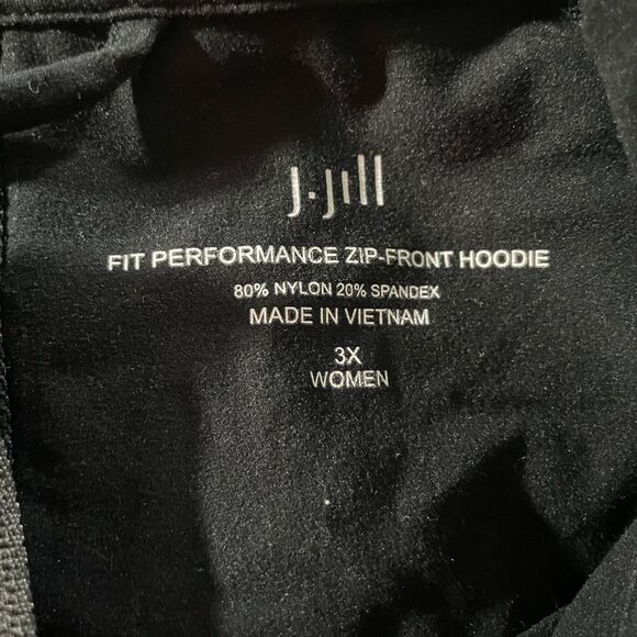 J Jill Fit Performance Zip Front Hoodie Long Sleeve Sweater Black Womens Size 3X - Picture 6 of 9